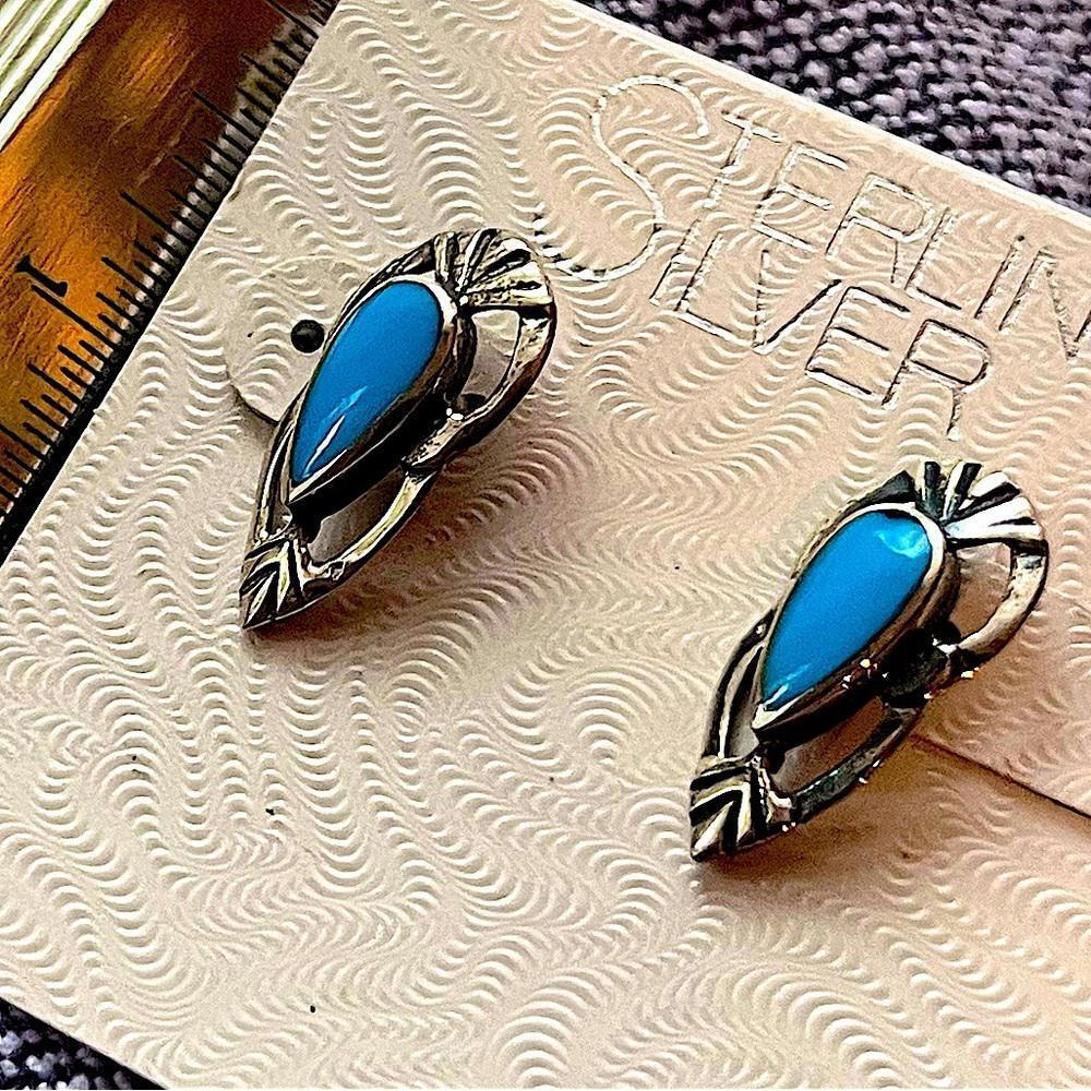 Vintage Sterling Silver Turquoise Earrings